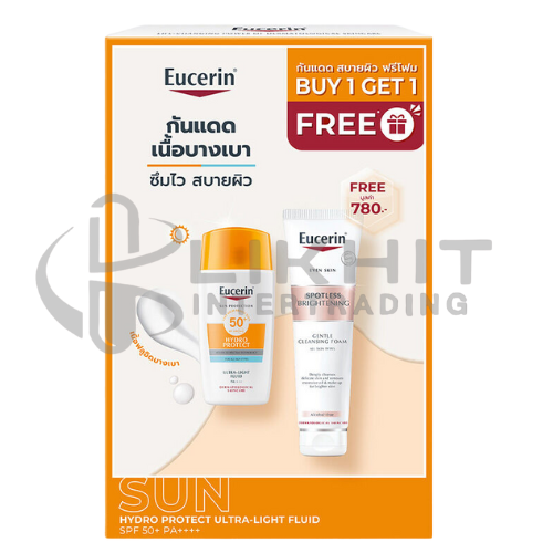 EUCERIN SUN HYDRO PROTECT FLUID 50ML+ FOAM SPOTLESS BRIGHTENING 150G.