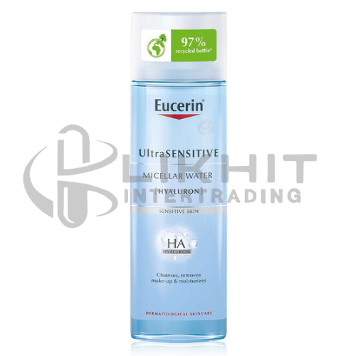 EUCERIN ULTRA SENSITIVE MICELLAR WATER (HYALURON) 200 ML.สีฟ้า