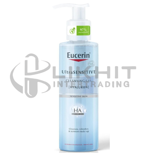 EUCERIN ULTRA SENSITIVE CLEANSING GEL (HYALURON) 200 ML.สีฟ้า