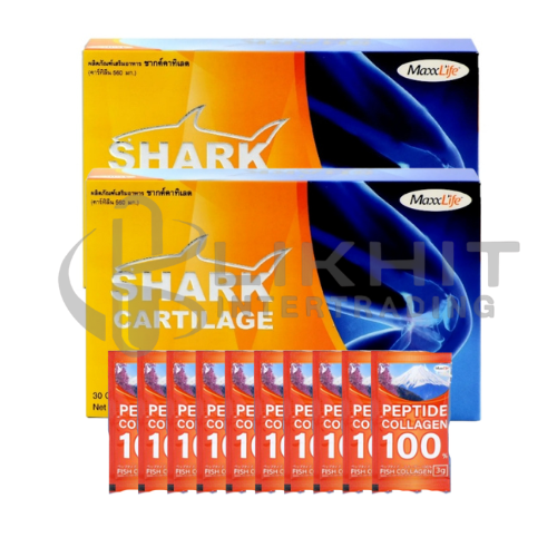MAXXLIFE SHARK CARTILAGE 30'S แพ็คคู่ + COLLAGEN 3G.*10ซอง
