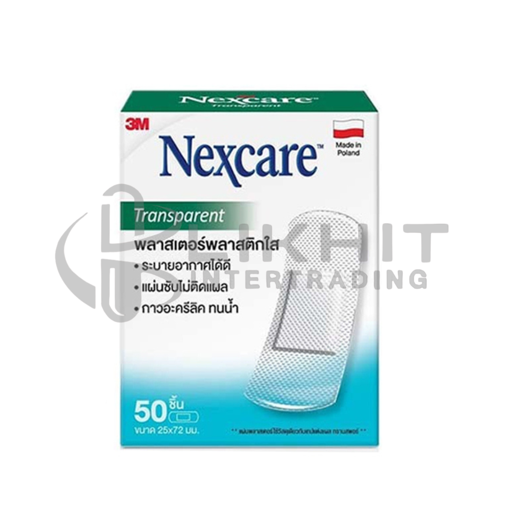 3M. NEXCARE TRANSPARENT พลาสเตอร์พลาสติกใส 50ชิ้น/กล่อง