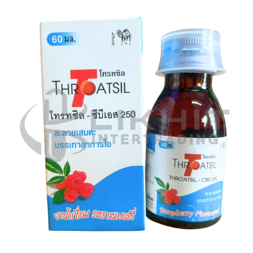 [2711] THROATSIL 250MG SYR 60ML ฟ้า