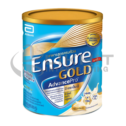 [3106] ENSURE GOLD ADVANCE PRO 800G. สูตรไม่เติมน้ำตาลทราย วนิลลา