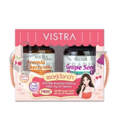 [3631] VISTRA DOUBLE GIFT SET ACEROLA 45'S+GRAPE SEED 20CAP.